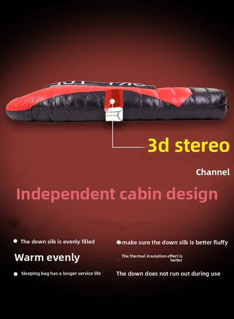 Lightweight Goose Down Double Sleeping Bag Adult Outdoor AllSeason Camping