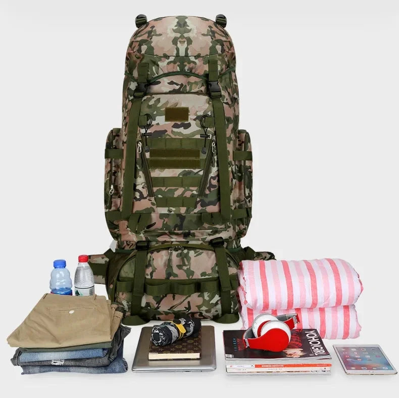 90L Travel Bag Camping Backpack Tactical Hiking Climbing Bags Mountaineering Large Sport Knapsack Outdoor Men Luggage Rucksack