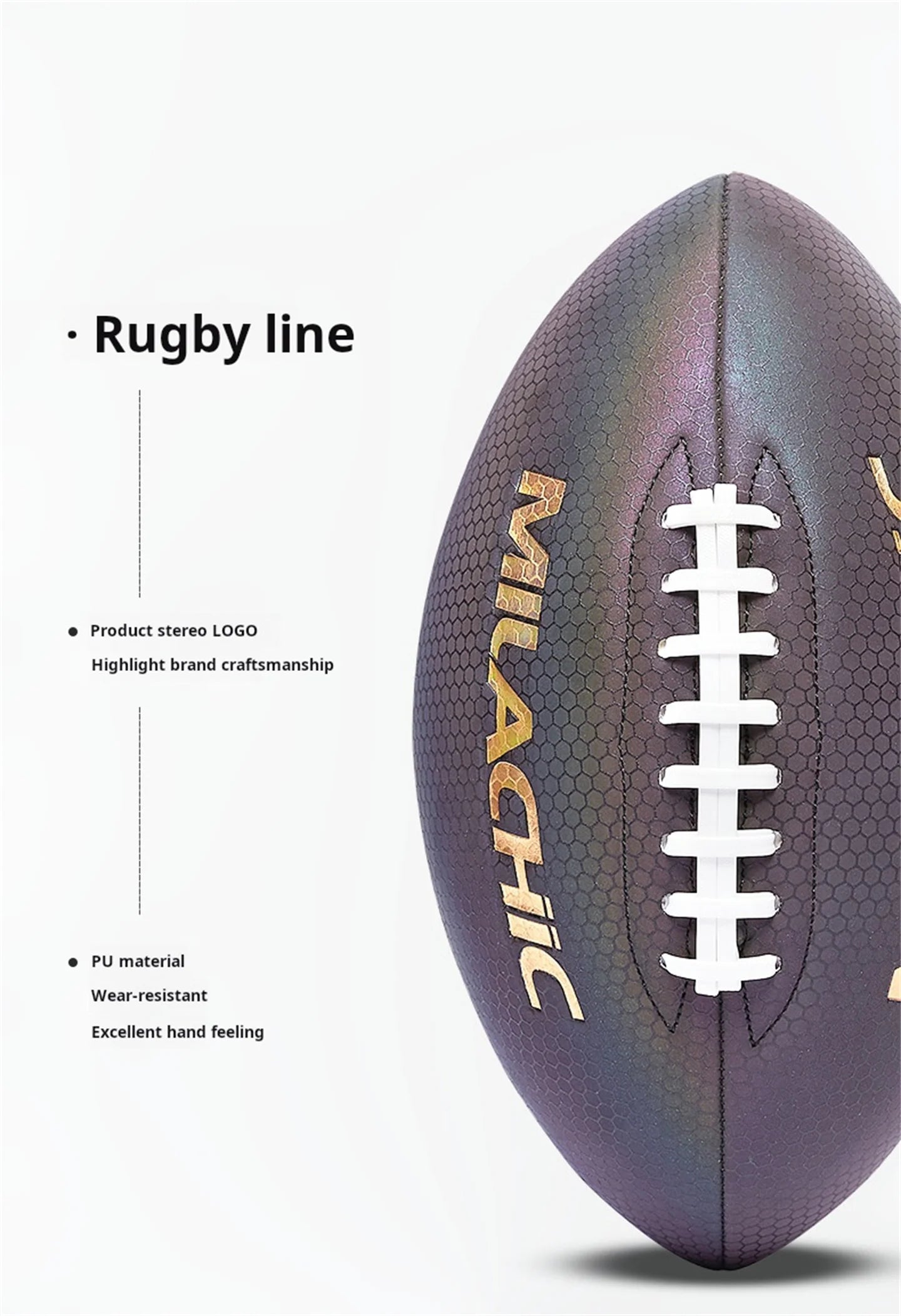 Luminous Fluorescent Reflective Rugby Pu American Standard Game Training Ball