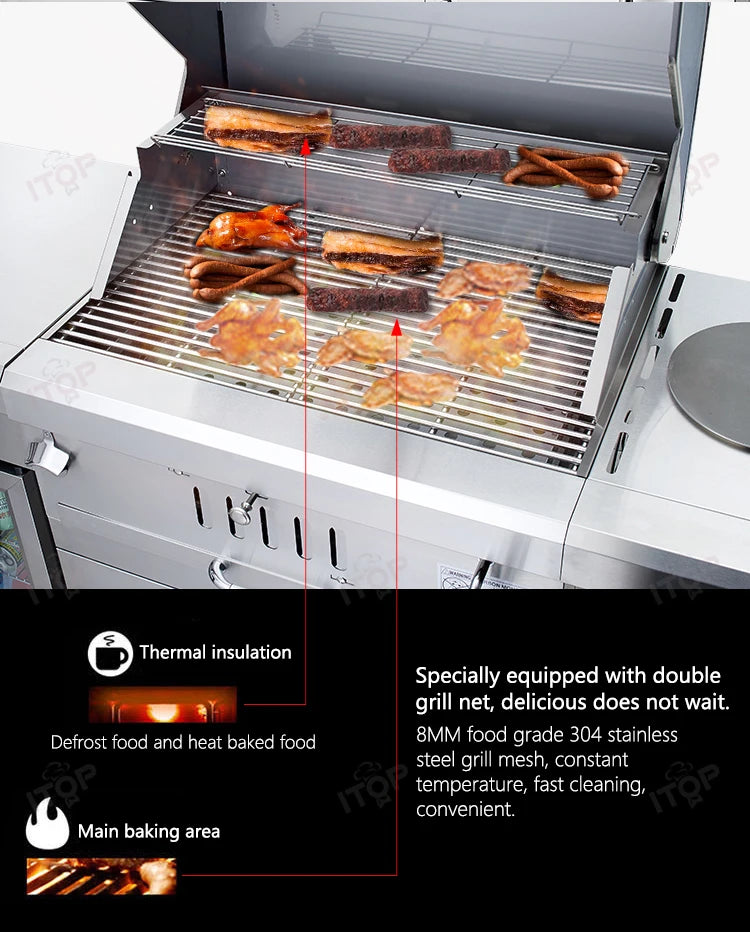 Outdoor Charcoal Bbq Grill With Chiller and Sink Stainless Steel 304 Barbecue Grill Bbq Stove Outdoor Stainless Steel Bbq Grill