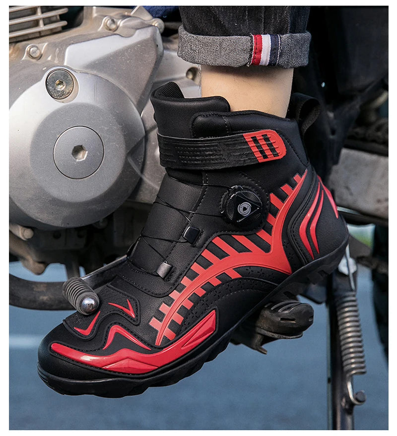 Man Motorcycle Boots Breathable Anti Slip Men's Motorbike Shoes Road Racing Riding Motocross Boot High Quality Men Motos Shoes