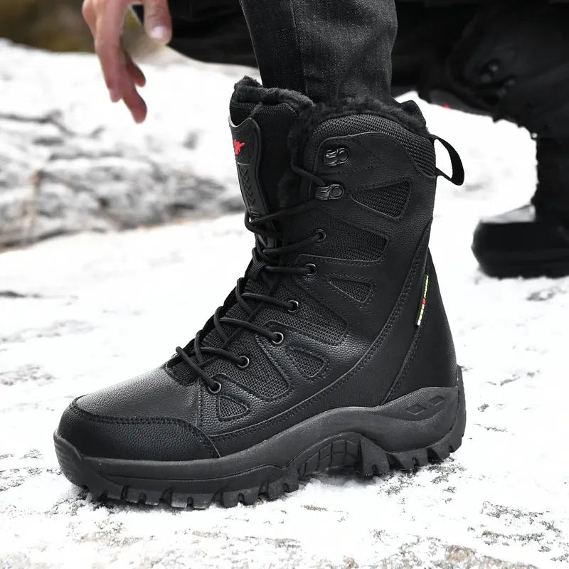 Winter Boot Men's High-top Waterproof Ankle Boots Men Thick Plus Warm Large Size Snow Hiking Boots Outdoor Cotton Shoes Sneakers