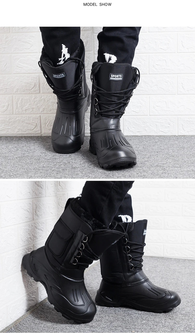 Winter Men's Waterproof Sneakers 2025 Outdoor Snow Boots for Men Thickened Warm Fishing Non-slip Hiking Boots Male Plus Size 46