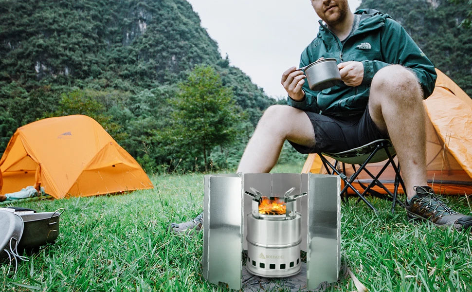 Tall Stove Windscreen-Gas Burner Windshield- Aluminum Camping Stove Compact Folding,Outdoor Cooker Butane Burner Wind Shield