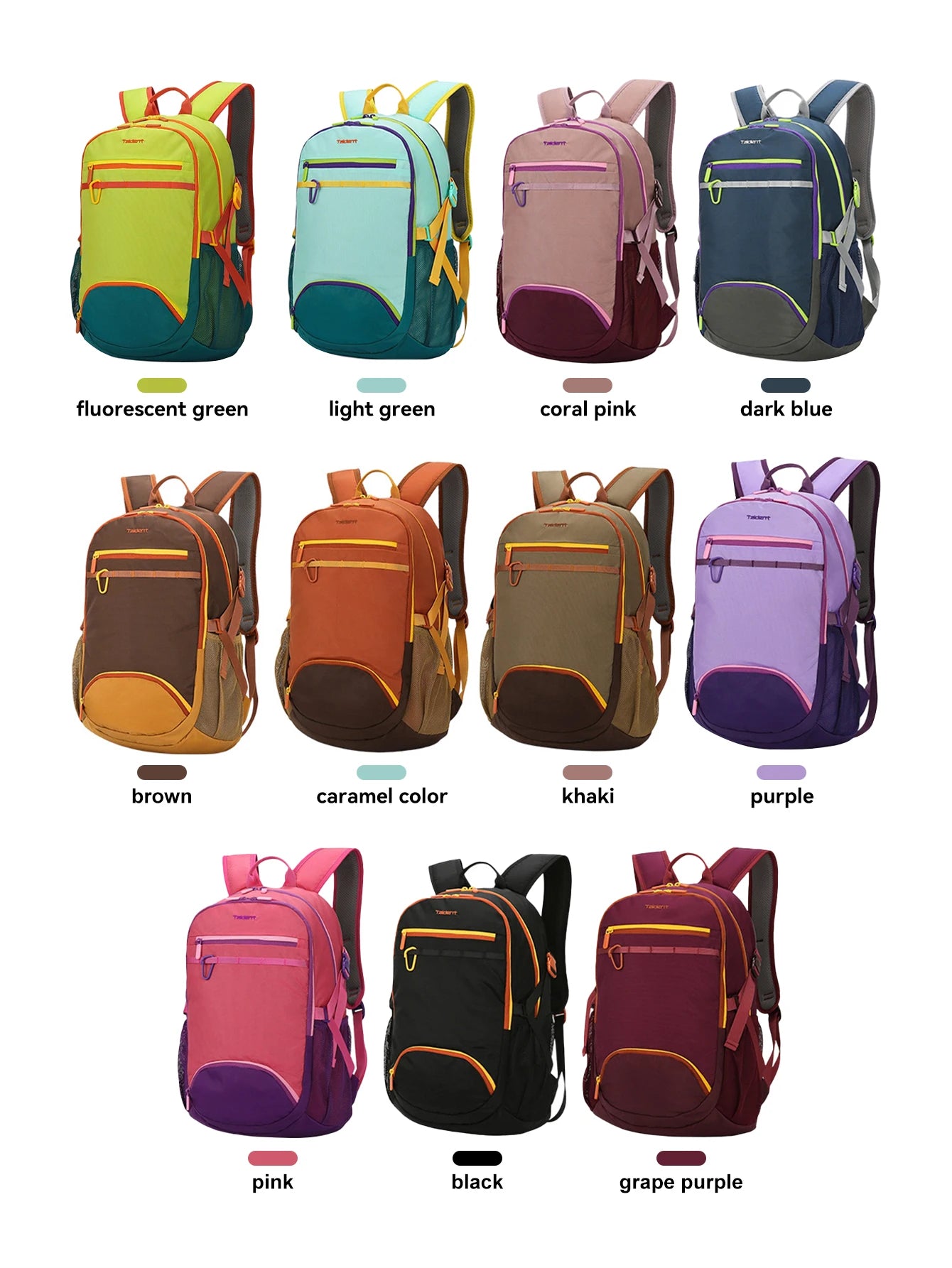 WRELS Backpack Camping Bag Large Capacity Backpack Lightweight Waterproof Mountaineering Bag Breathable Casual Travel Backpack