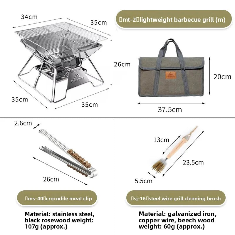 Steel foldable portable barbecue grill MT-3 MT-2 outdoor camping picnic set camping barbecue grill fire pit firewood stove
