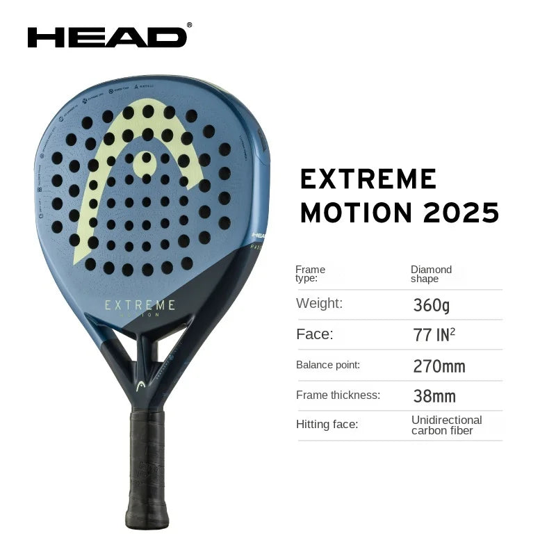 HEAD Tennis Padel Rackets EXTREME 2025 Series Carbon Fibre EVA Memory Flex Foam Core PADEL Plate Tennis Racquets Advanced