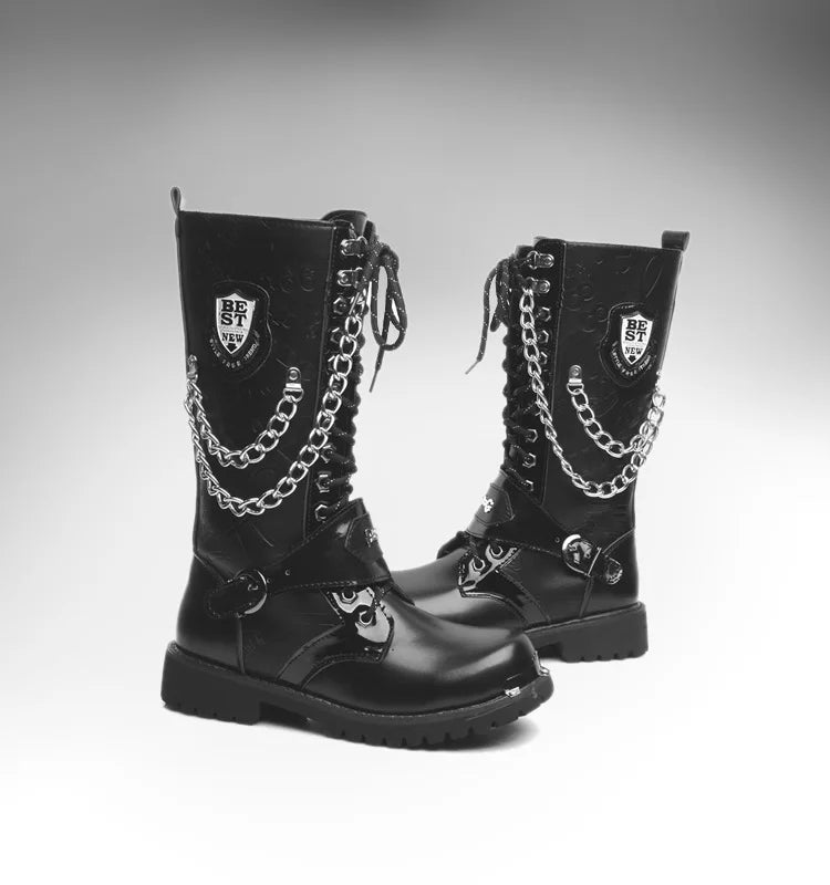 Men Boot Mid Calf Basic Casual Outdoor Military Boots Trendy Big Toe Boots Round Toe Workwear Boots Baita Men's Shoe