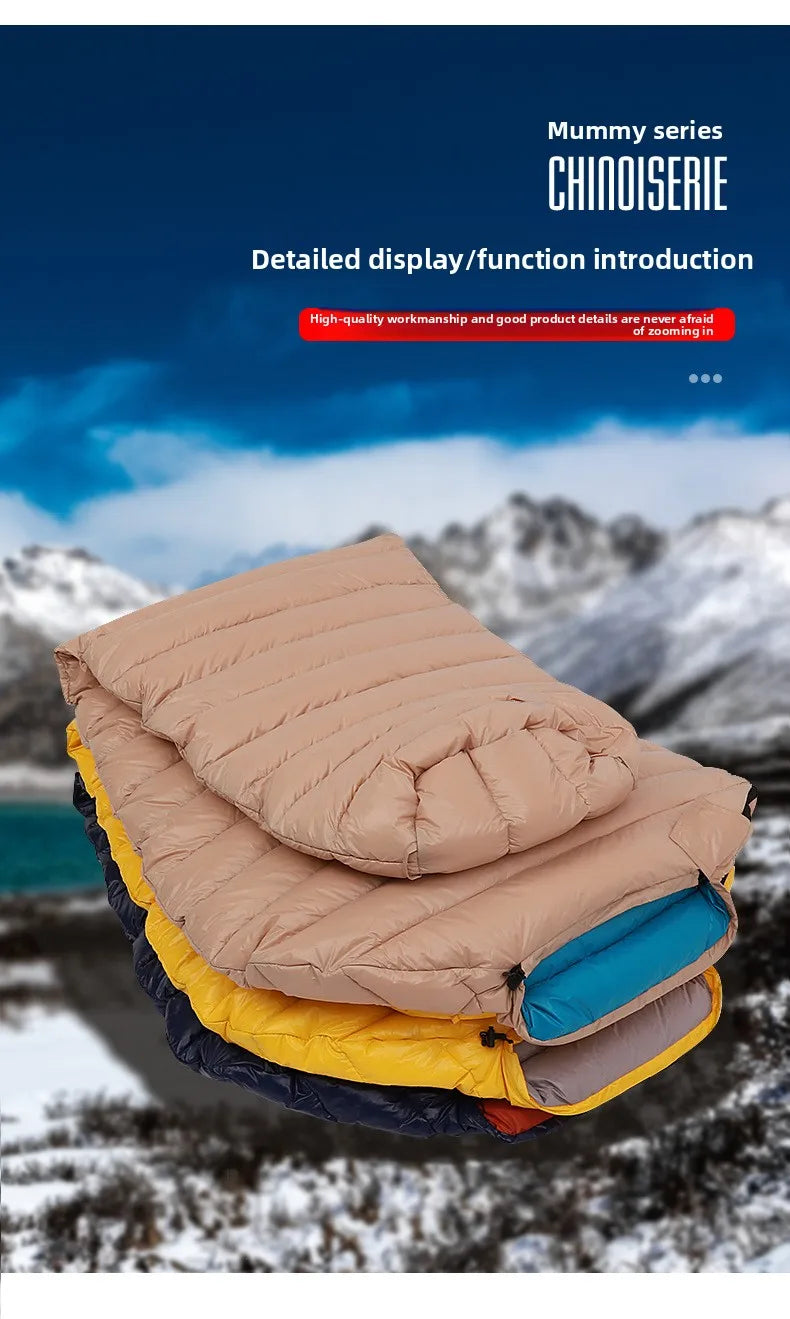 SKY ICEFeichan Mummy Down Sleeping Bag for Adults Outdoor Camping Winter Thickened Goose Down Cold-Proof Warm