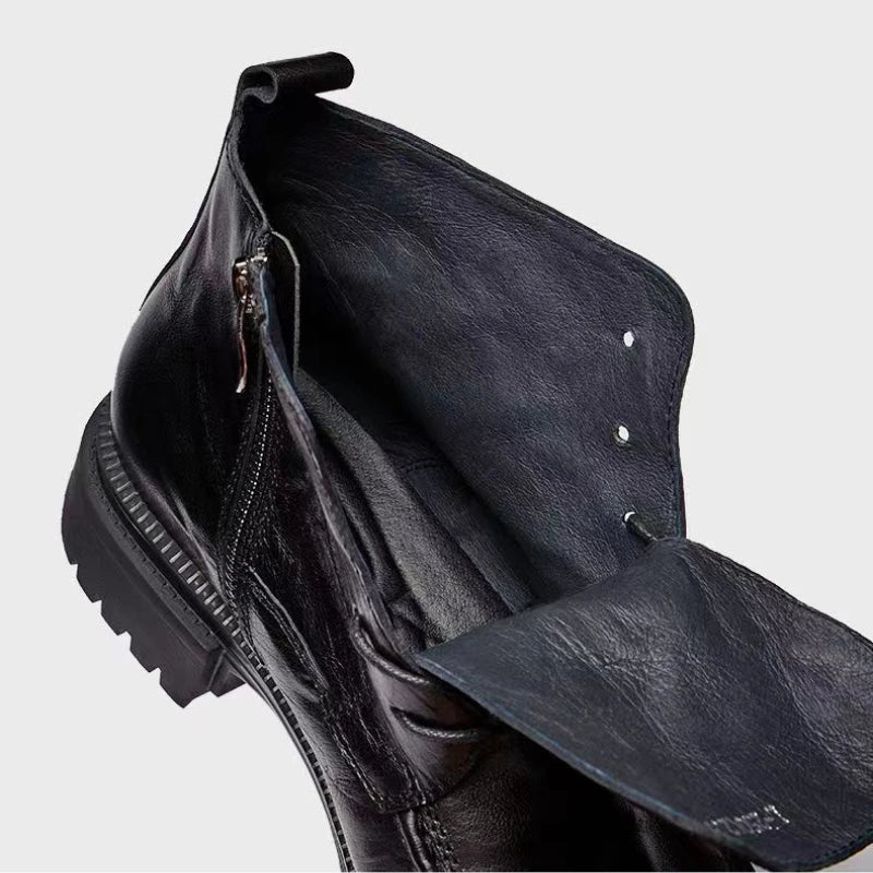 Motorcycle Riding Boots Genuine Leather British Leather Boots High Top Shoes Handmade Retro Men Leather Work Boot