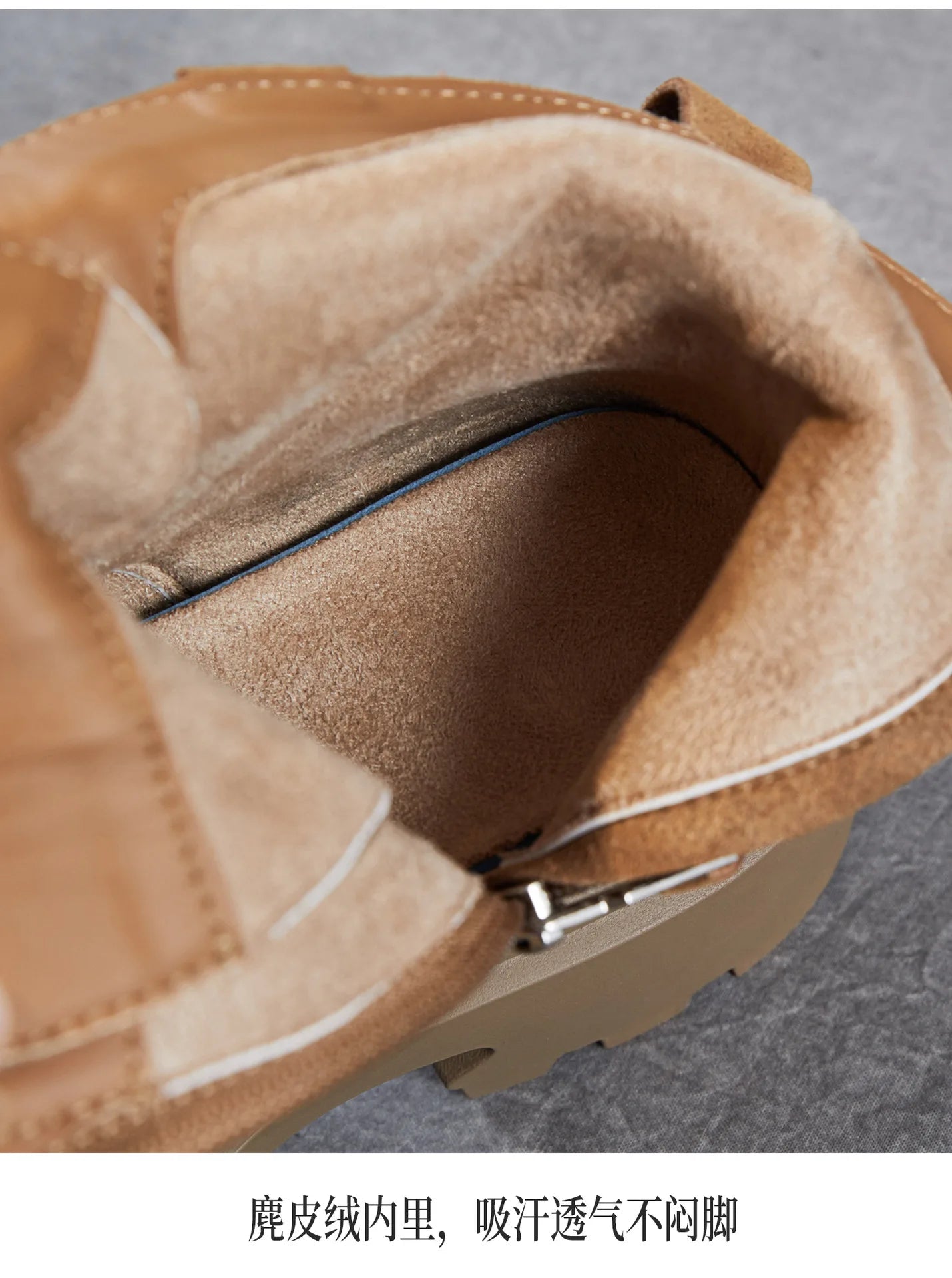 6.5cm Cow Suede Genuine Leather Women Booties Elthnic Pumps Comfy Ankle Knee High Spring Motorcycle Shoes Flats Platform Wedge