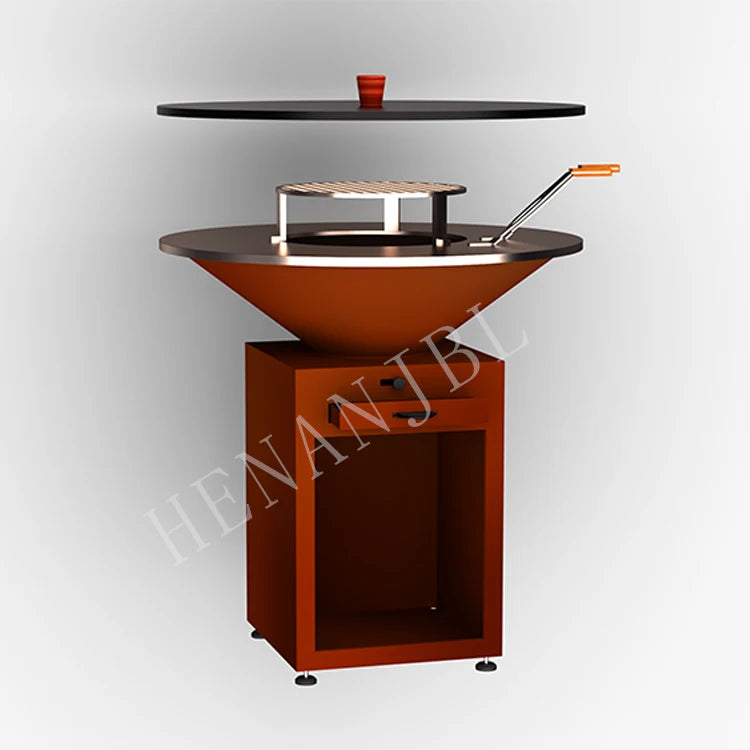 Commercial Corten Steel Outdoor BBQ Fire Pit Camping Charcoal BBQ Grill