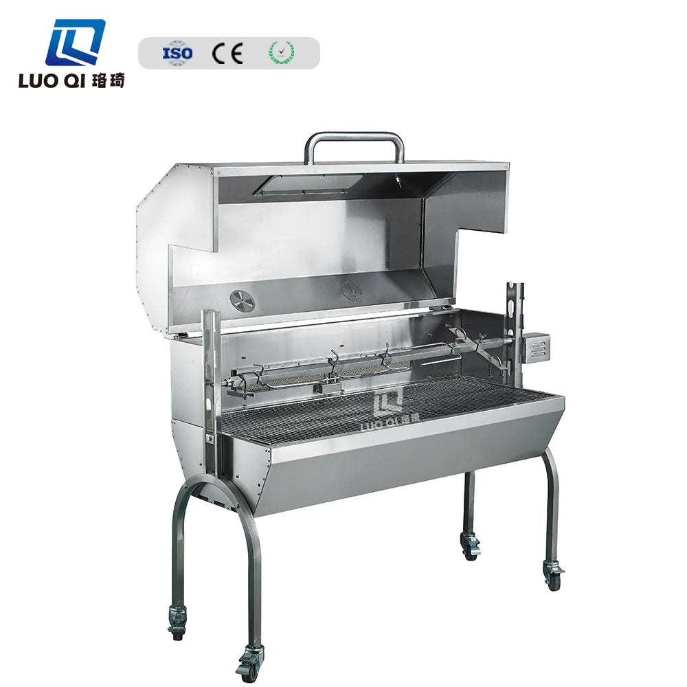 Luxurious Large Rotisserie Stainless Steel Gas and Charcoal BBQ Grill 60KG Outdoor Wholesale Barbecue Grill
