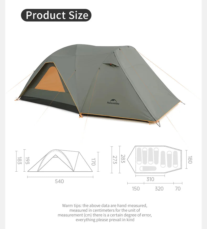 Naturehike 8-10 Person Camping Tent Picnic Rainstorm Sheltering Wind large Canopy Shelter Beach Tent Family Tent