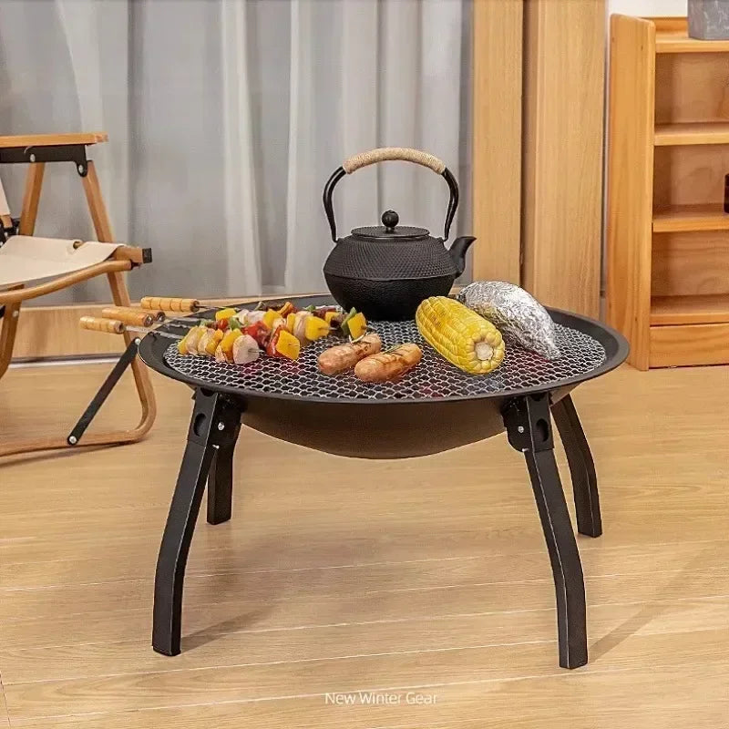 Camping Fire Pit Bonfire Charcoal Barbecue Stove Fire Wood Heater Outdoor Burner Winter Insulation  Bbq Grill Outdoor  Grill