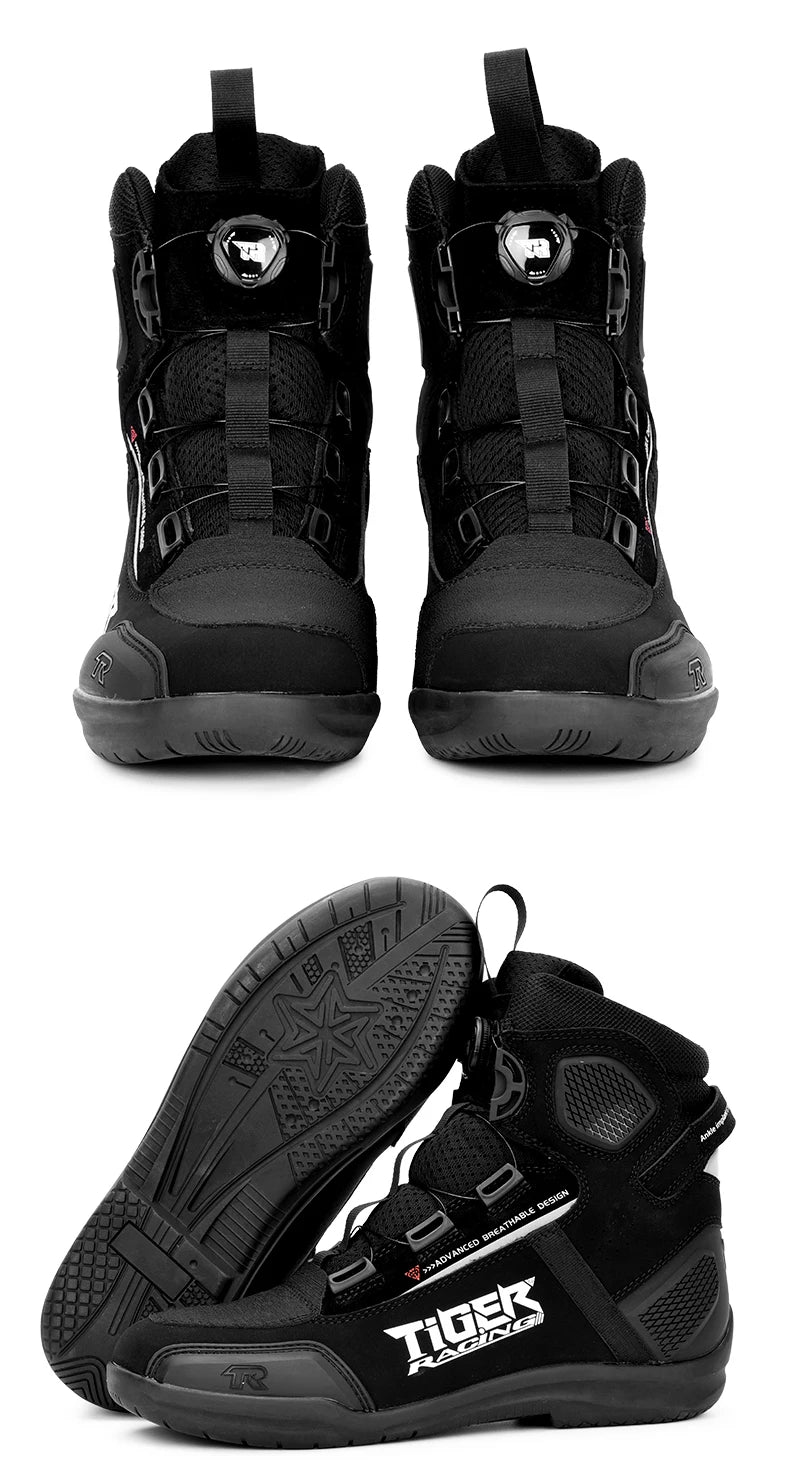 TR Motorcycle Shoes Men Motorcycle Boots Breathable Riding Boots Four Seasons Women Waterproof Moto Racing Shoes Cross-country
