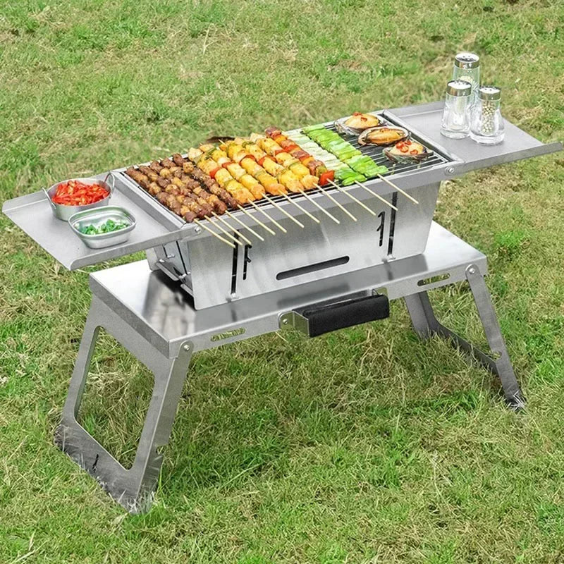 Commercial Folding BBQ Grills Portable Firewood Barbecue Utensils Cookware Brazier Charcoal Garden