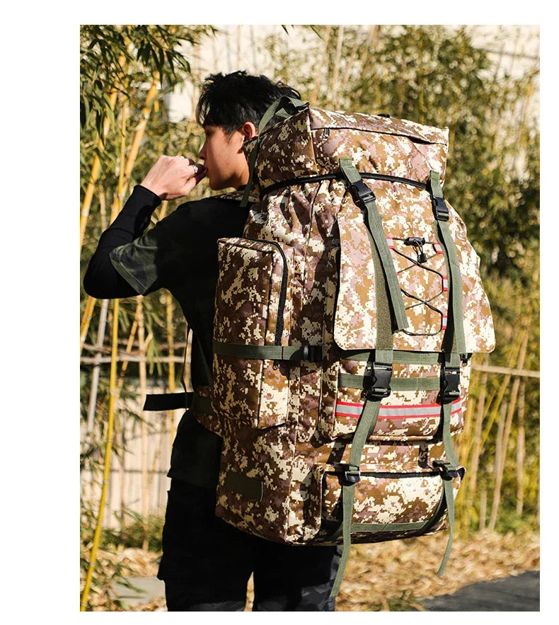 130L Hiking Camping Backpack Travel Large Luggage Bag Men Trekking Outdoor Sports Pack Molle Trekking Rucksack for Men Big Bag