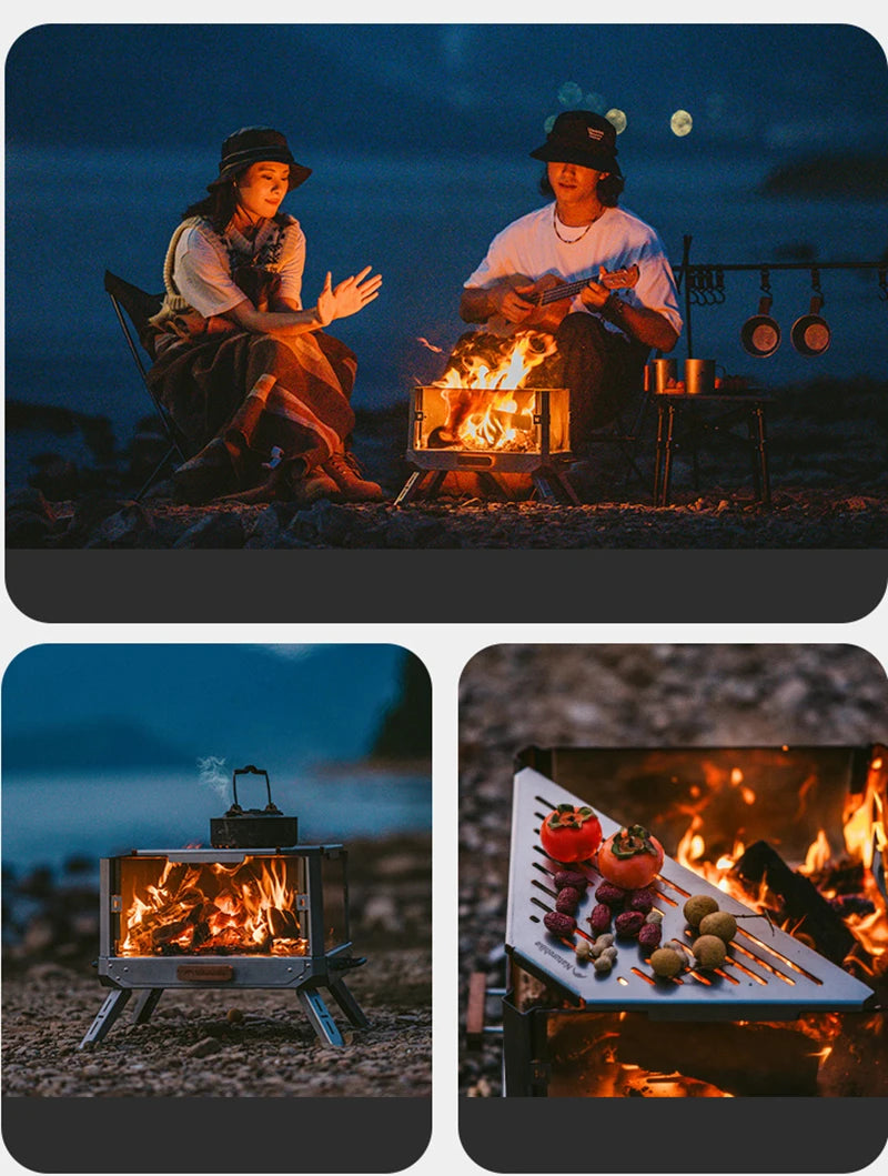 Naturehike Portable Camping Tent Stove glass-ceramic Outdoor Fire Wood Heaters Quick Assemble Backpacking Hiking Burned Stove