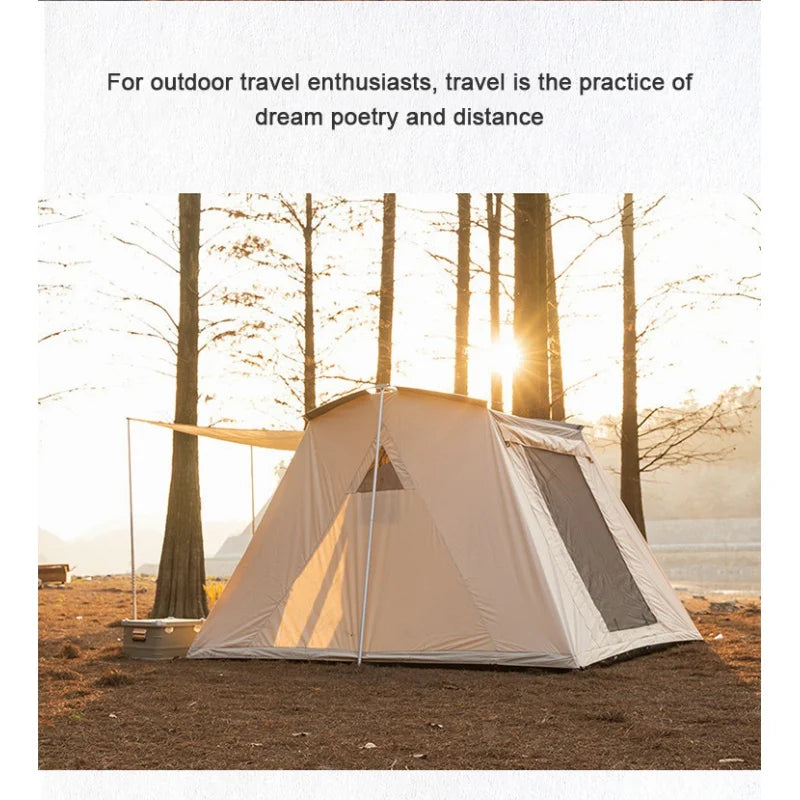 Cotton Picnic Tent for 4 Person, Outdoor Camping, TC, One Bedroom, Luxury, Foldable, Custom Tent, Oxford, Spring