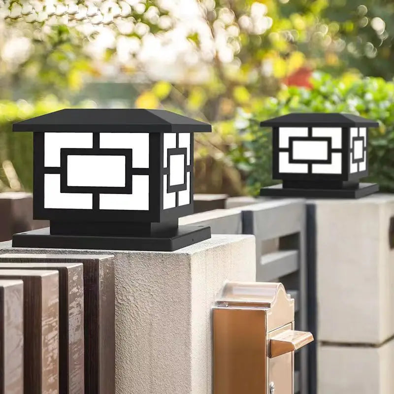 Timed LED Solar Outdoor Light Pillar Solar Lights Waterproof Thick Garden Pathway Parking Yard Outdoor Decor Lamp RC Solar Light