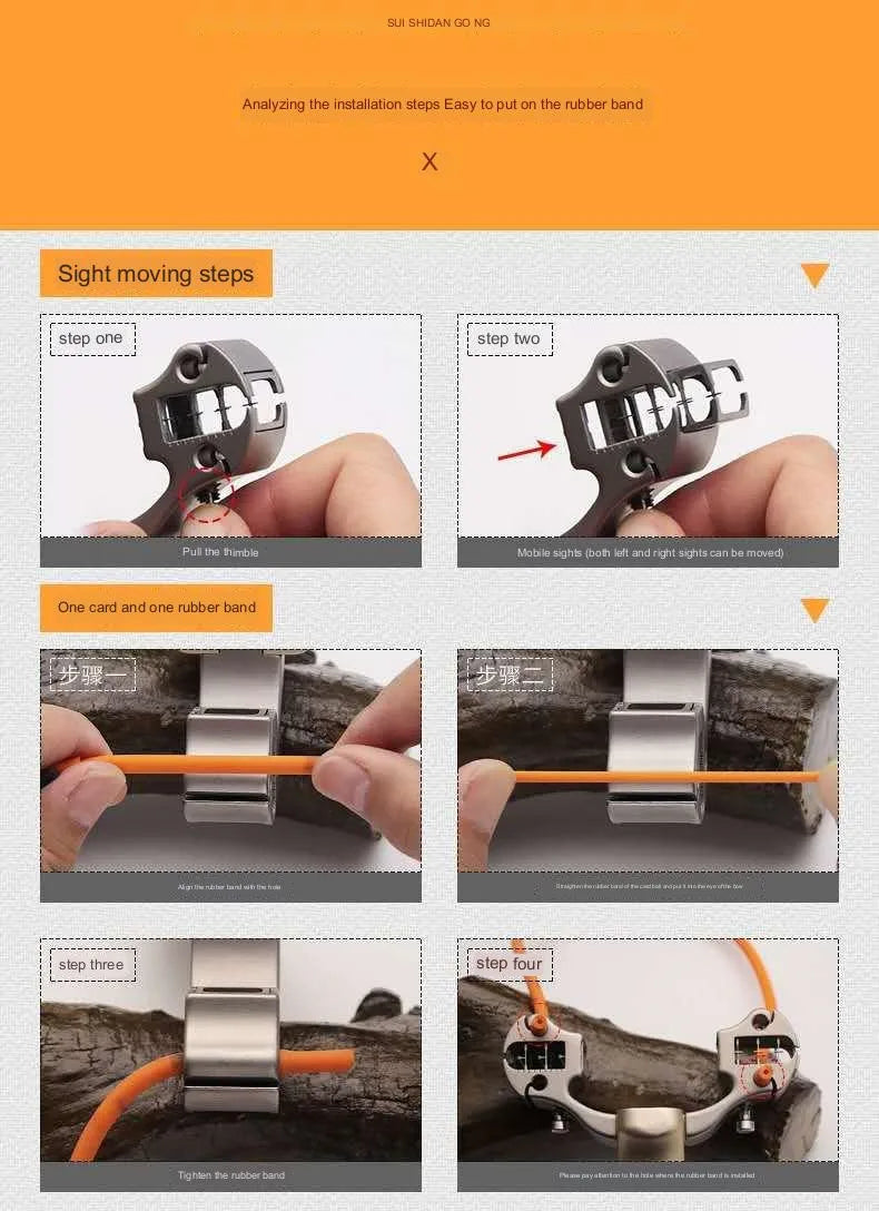 Precision Outdoor Hunting Slingshot Titanium Alloy Adjustable Sight Catapult Round Flat Rubber Band Card Ball Sling Shooting Toy