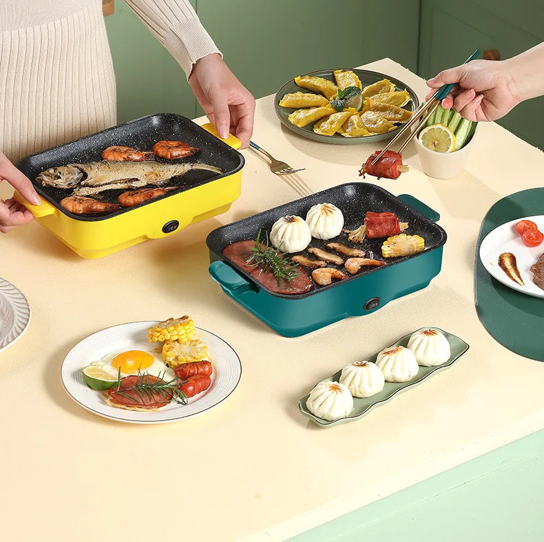 Multifunctional Electric BBQ Grill 26cm Square Mini Electric Baking Tray Pancake Steak Electric Wok  Kitchen Fry Pan Baking Tray