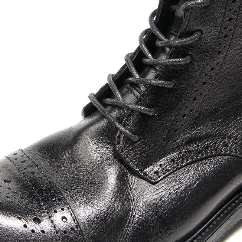 US 6-10 Business Man Mature Office Carving Brogue Shoes Men's Cowhide Top Layer Retro Genuine Leather Suit Boots