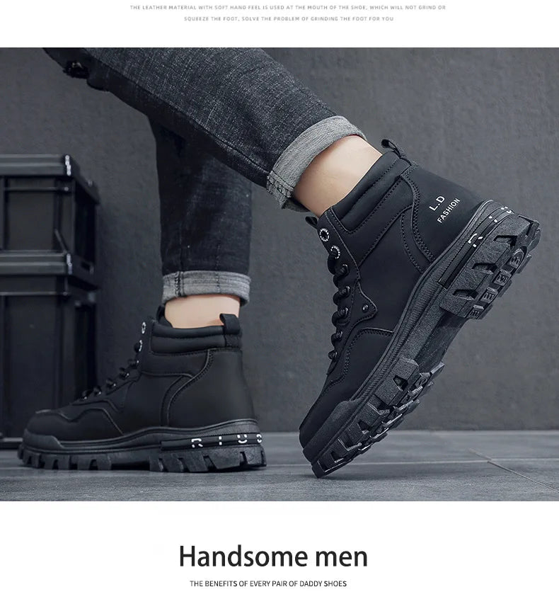 2025 Men's Casual Shoes Non-slip Wear-resistant High-top Sneakers Outdoor Comfortable Platform Hiking Shoes Designer Men's Shoes