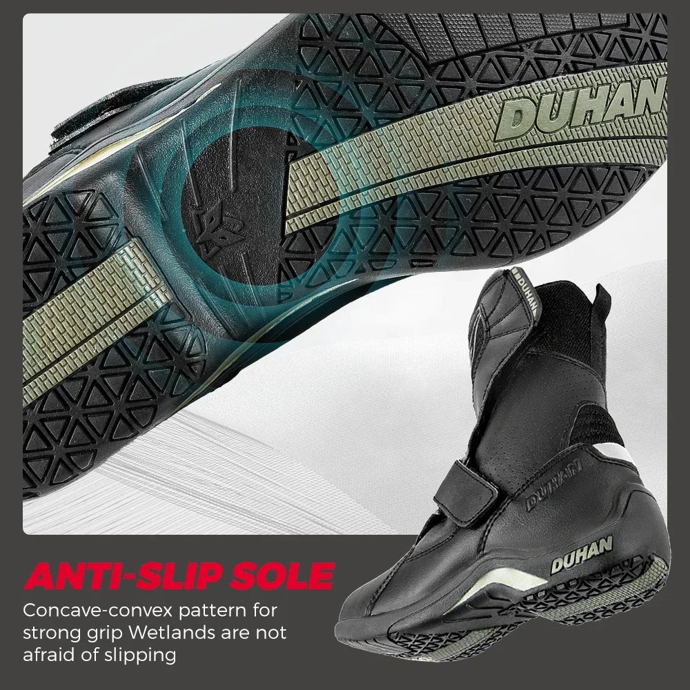 Motorcycle Short Boots Couple Shoes Leather Men Women Riding Racing Protective Breathable Anti-slip Soft Sole Motocross Off-road