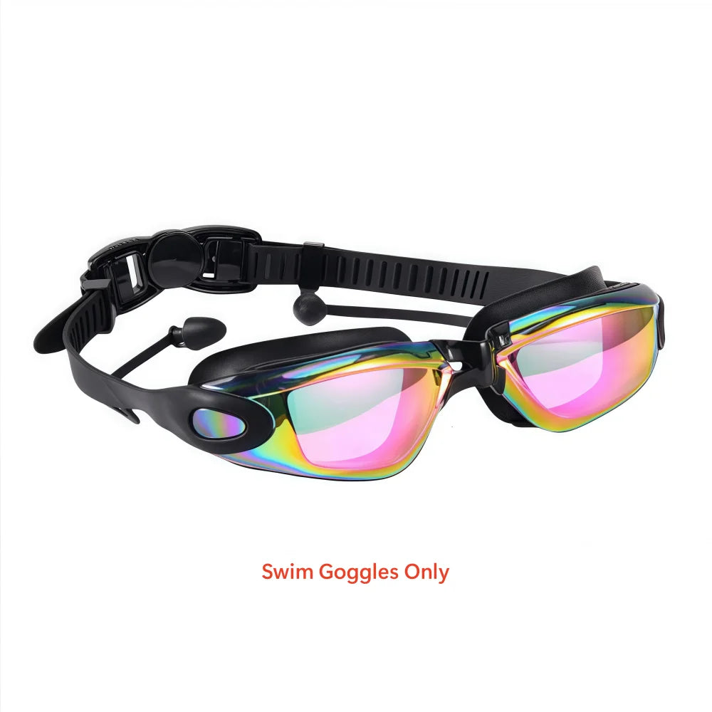 Adult Swimming Goggles with Nose Clip And Earplugs Anti Fog UV Protection Full Face Leak-Proof Swim Goggles for Men And Women