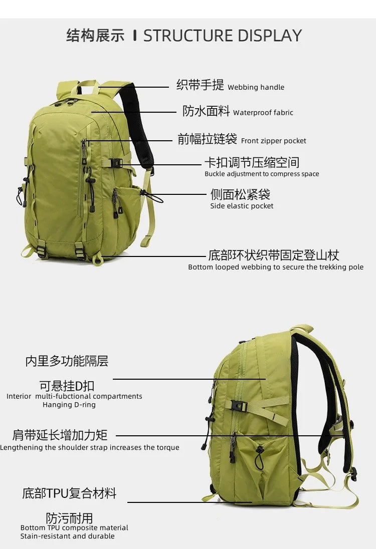 Unisex Multifunctional Outdoor Camping Hiking Climbing Backpack Men Nylon Travel  Adjustable Shoulder Strap Lightweight Bag