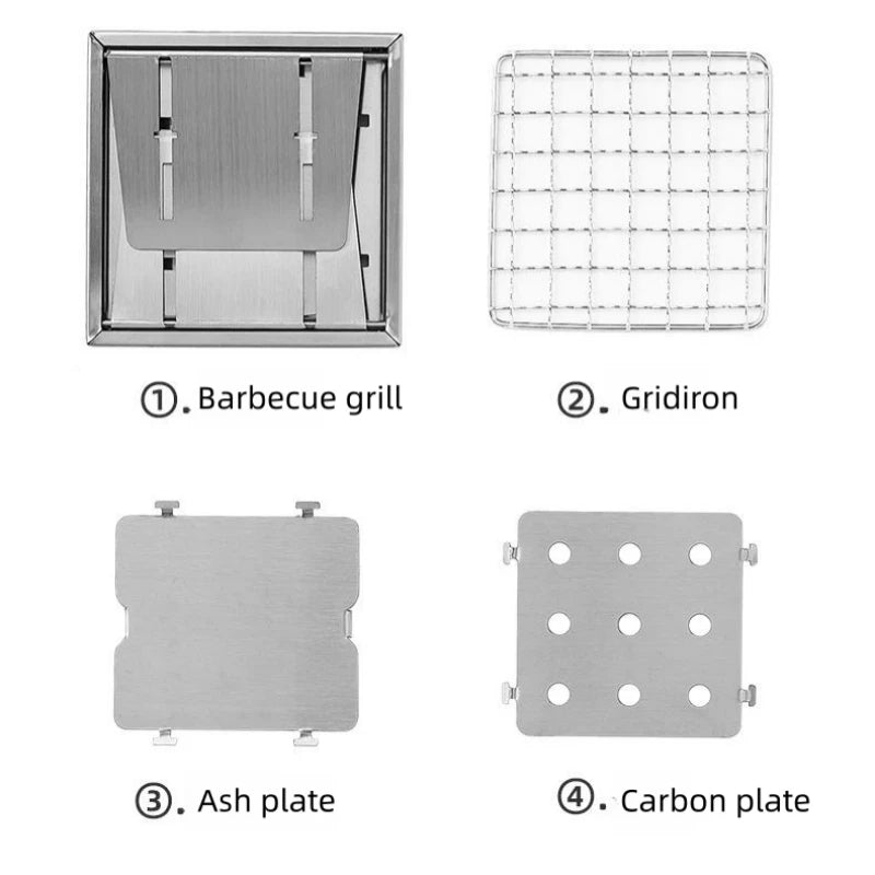 Mini Barbecue Grill Around The Stove Make Tea Outdoor Portable Folding BBQ Grill Stove Stainless Steel Furnace