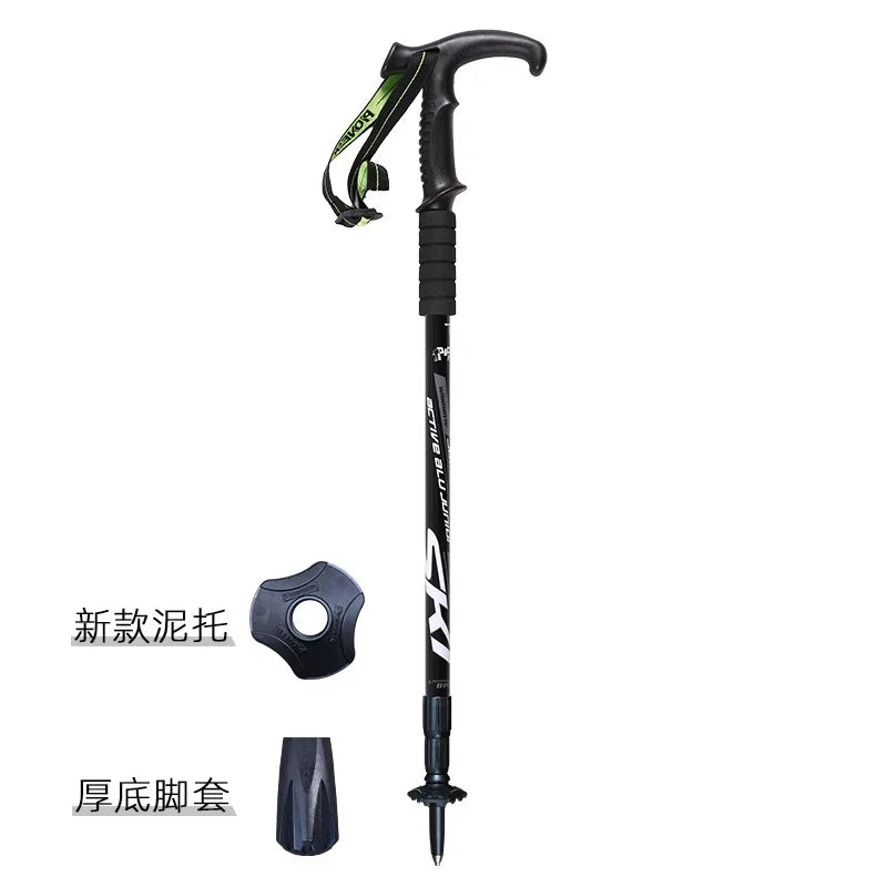 1PCS Ultralight Folding Multifunction Trekking Pole Portable Anti Shock Alpenstock Snow Walking Stick Outdoor Climbing Hiking