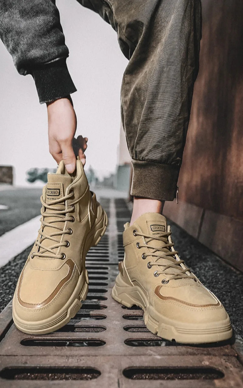 2024 Men's Boots Casual Shoes Winter Leather Designer Luxury Ankle Boots Platform Work Safety Shoe Sports Shoes Men's Boot Botas