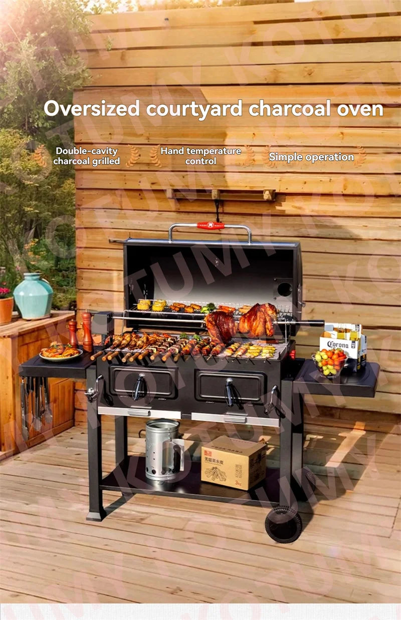 Stainless Steel Tabletop Charcoal Grill with Barbecue Grill Potable Charcoal Grill in Cooking Area Outdoor Camping