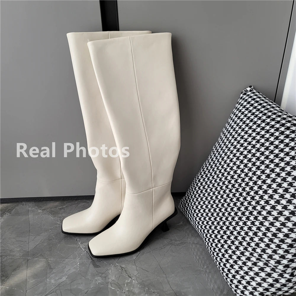 FEDONAS Fashion Women High Heels Genuine Leather Boots Autumn Winter Long Warm Knight Boots Female Shoes Woman