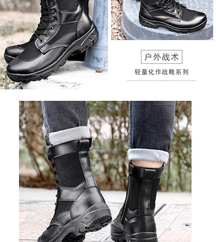 Summer ultra-light combat boots comfortable mesh shoes mountaineering boots men women high-top training boots security shoes
