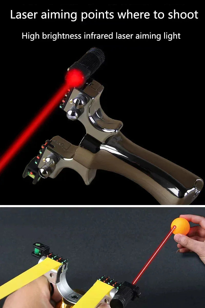 High Precision Slingshot with Laser Spirit Level Fast Press Bow Catapult Outdoor Sports Hunting Accessories Sling Shot Рогатка