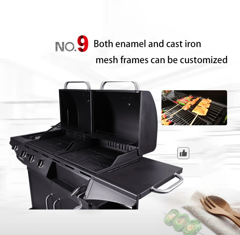 Homemade High Standard Stainless Steel Outdoor Garden High End Auto Ignition 3 Burners Gas Bbq Grill Barbecue BBQ