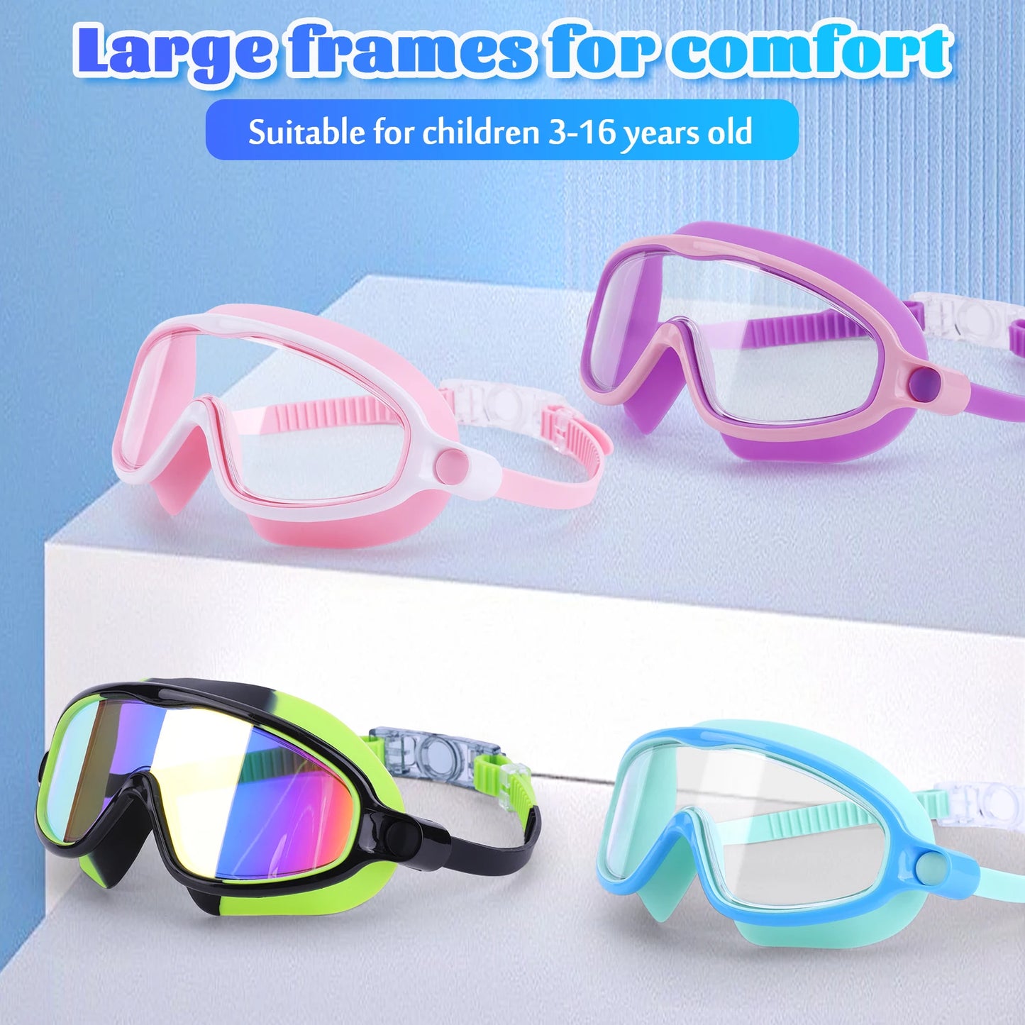 2Pcs Swimming Goggles Anti Fog Transparent Swimming Glasses Leakproof Wide View Swimming Eyewear Professional Swim Equipment