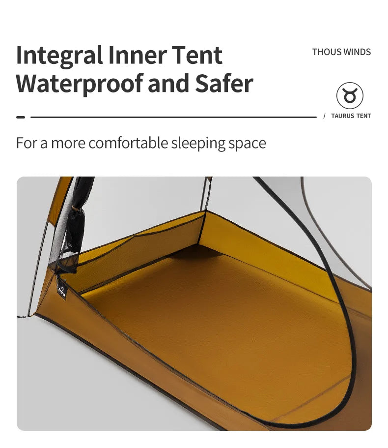 Thous Winds Taurus 1 People Camping Tent Ultralight Hiking Tent Backpack Outdoor Cot Tent 15D Nylon Ripstop Both Side Silicon