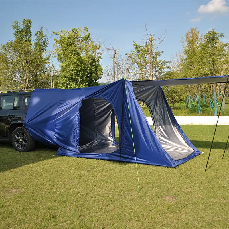 camping tent big space with rainfly, hatch back camping tent for 5 person, tailgate camping tent for suv with 4 poles, car tent