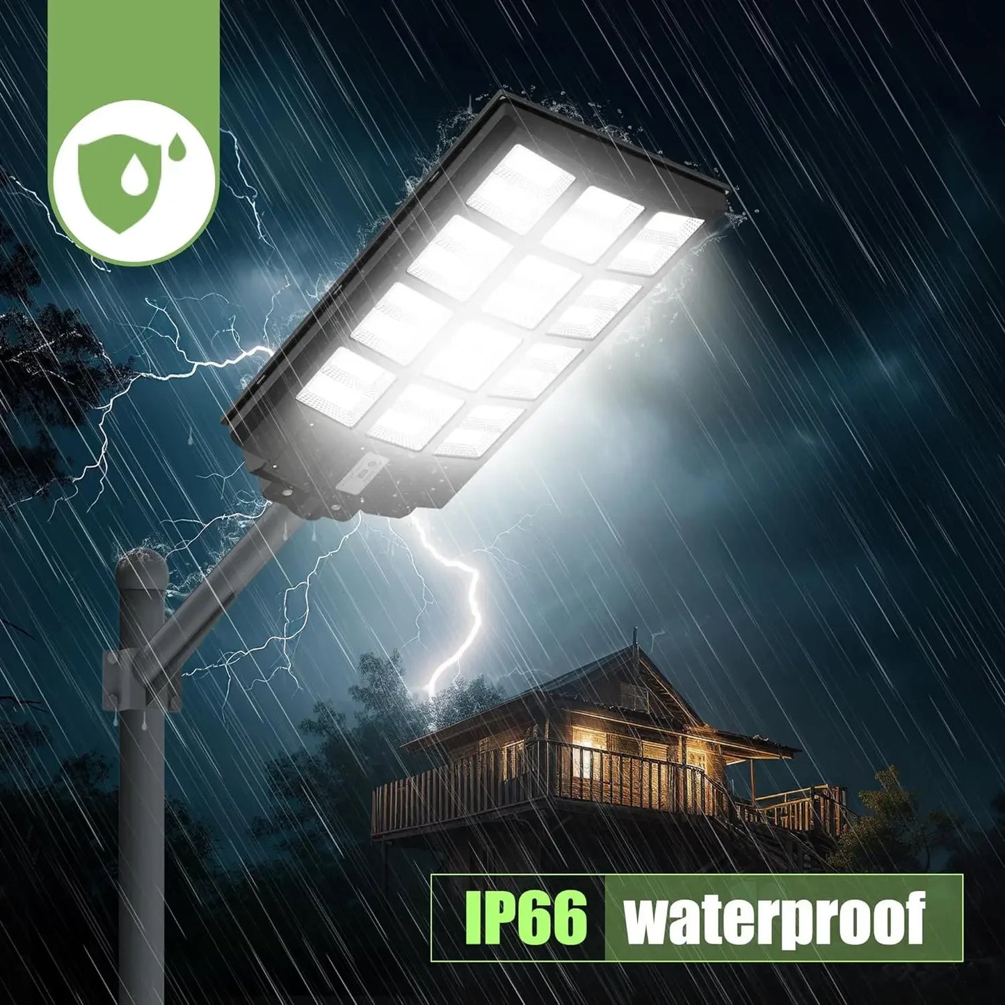 Solar Motion Sensor Street Lights Waterproof 8000LM Outdoor Flood LightsAuto Dusk to Dawn for Garden,Driveway,Yard