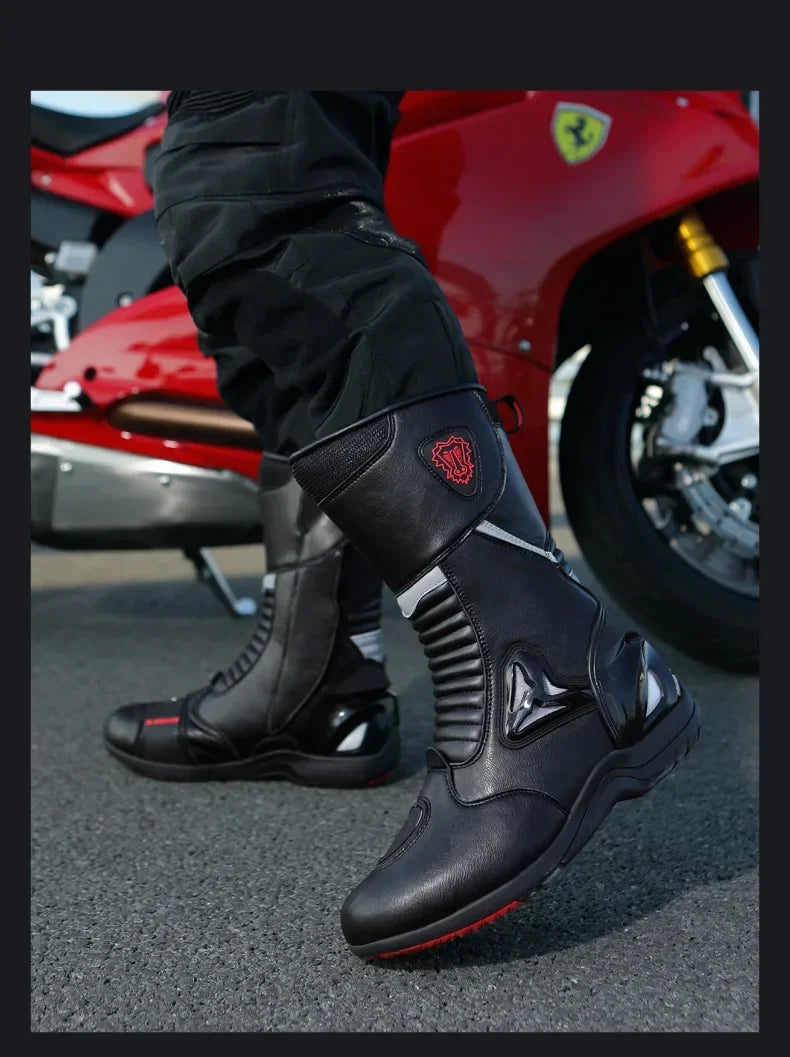 Motorcycle Boots for Men Women Riding Mid-Calf Ankle Protective Shoes Racing Long Boot Anti Slip Waterproof Moto Equipment