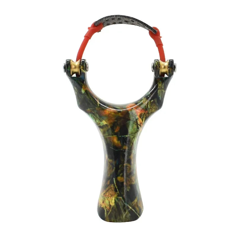 Zinc Alloy Pulley Slingshot Powerful Portable Professional Hunting Slingshot High Elastic Rubber Band For Powerful Shooting