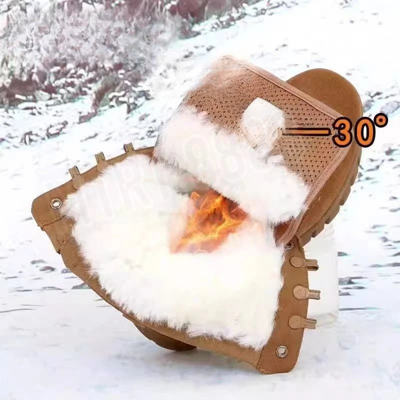 Winter Waterproof Warm High Top Boots Motorcycle Riding Boots Thick Fleece and Anti Slip Boot Snow Boots Warm Plush Shoes