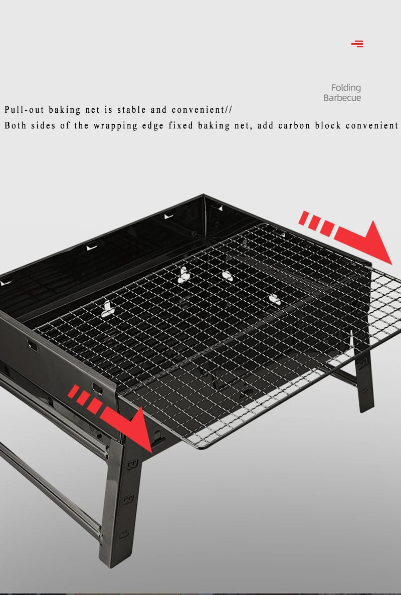 Folding Portable Barbecue Charcoal Grill, Barbecue Desk Tabletop Outdoor Stainless Steel Smoker BBQ for Outdoor Cooking Camping