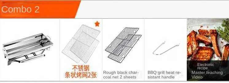 Outdoor Stainless Steel Charcoal Grill Barbecue Tool Portable Free Installation Handle Folding  BBQ Cooking Grid  Park New 2024