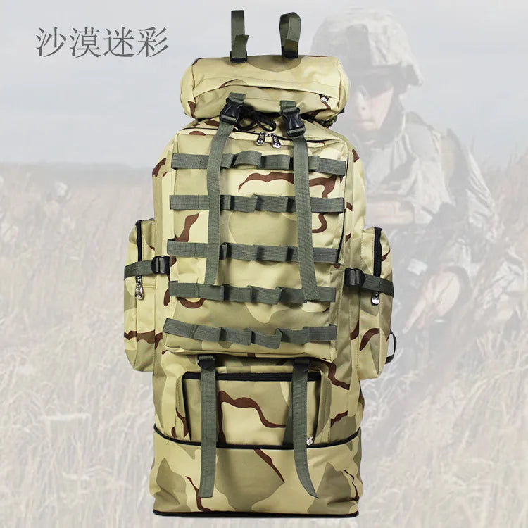 70-100L Outdoor Camping Travel Sports Backpack Military Camo Tactical Bag Large Capacity Waterproof Hiking Mountain Climbing Bag